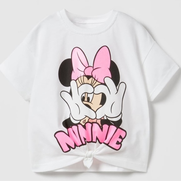 Zara Kids Minnie Mouse Disney tie neon tee - Picture 1 of 4